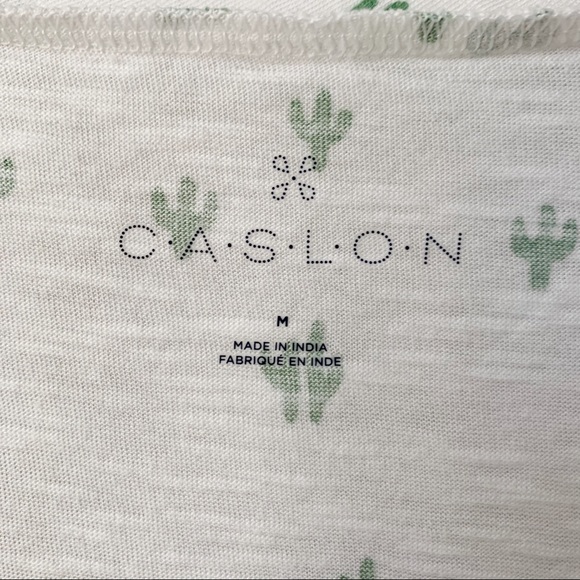 Caslon Cactus Print Pocketed V Neck T-Shirt - Picture 6 of 8